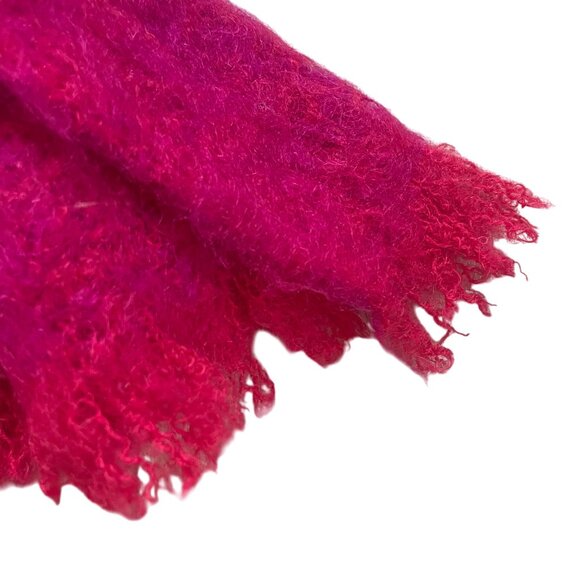 Hemmings Mohair & Wool Handwoven Wrap Bright Pink Made In Ireland - Picture 6 of 7